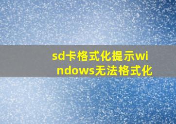 sd卡格式化提示windows无法格式化