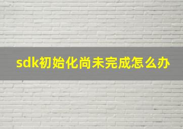 sdk初始化尚未完成怎么办