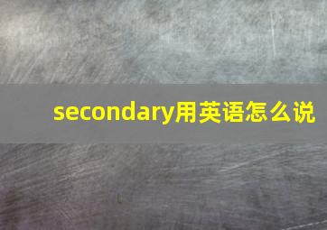 secondary用英语怎么说