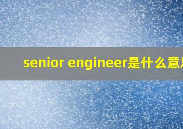 senior engineer是什么意思