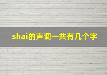 shai的声调一共有几个字