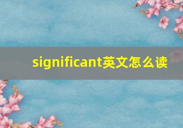 significant英文怎么读