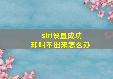 siri设置成功却叫不出来怎么办