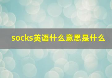 socks英语什么意思是什么