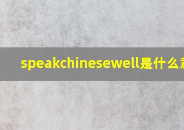 speakchinesewell是什么意思