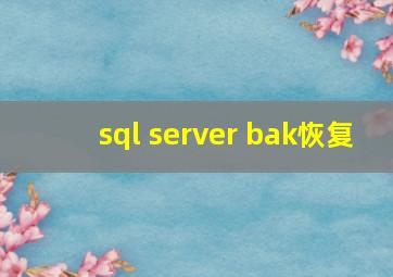 sql server bak恢复