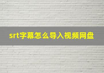 srt字幕怎么导入视频网盘