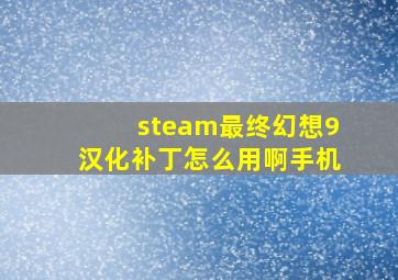 steam最终幻想9汉化补丁怎么用啊手机