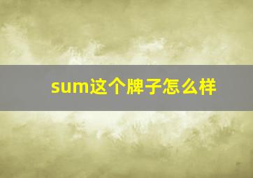 sum这个牌子怎么样