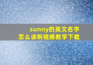 sunny的英文名字怎么读啊视频教学下载