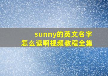 sunny的英文名字怎么读啊视频教程全集