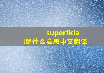 superficial是什么意思中文翻译