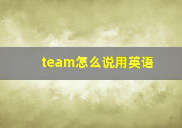 team怎么说用英语