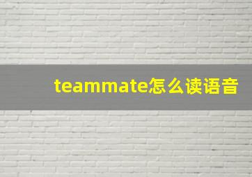 teammate怎么读语音