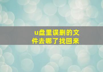 u盘里误删的文件去哪了找回来