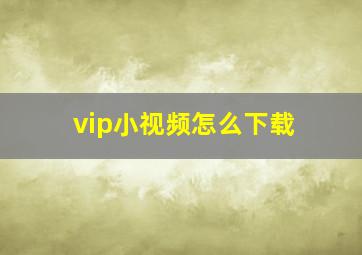 vip小视频怎么下载