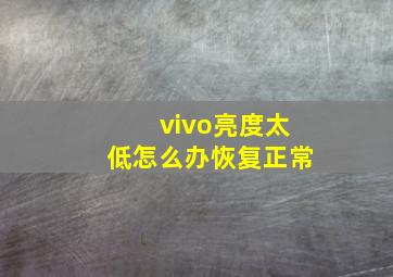 vivo亮度太低怎么办恢复正常