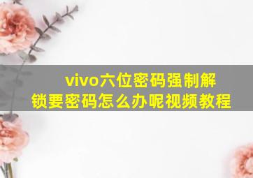 vivo六位密码强制解锁要密码怎么办呢视频教程