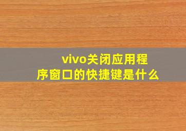 vivo关闭应用程序窗口的快捷键是什么