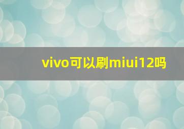 vivo可以刷miui12吗