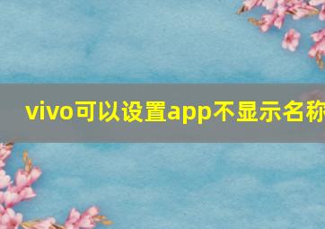 vivo可以设置app不显示名称