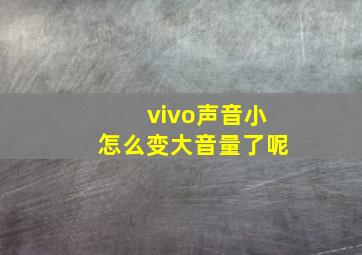 vivo声音小怎么变大音量了呢