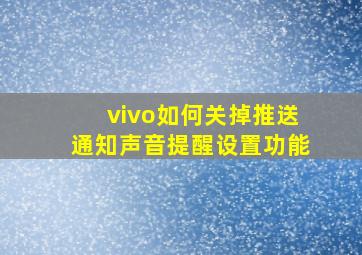 vivo如何关掉推送通知声音提醒设置功能