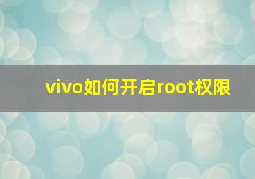 vivo如何开启root权限