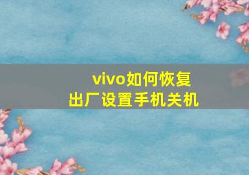 vivo如何恢复出厂设置手机关机