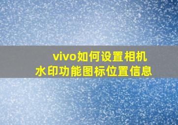 vivo如何设置相机水印功能图标位置信息