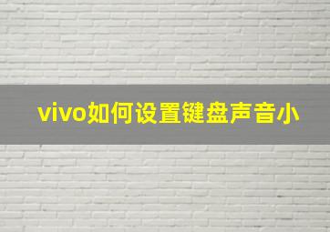 vivo如何设置键盘声音小