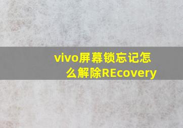 vivo屏幕锁忘记怎么解除REcovery