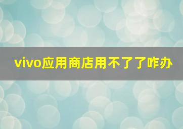 vivo应用商店用不了了咋办