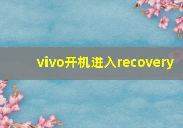 vivo开机进入recovery