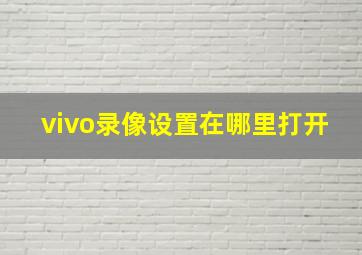 vivo录像设置在哪里打开