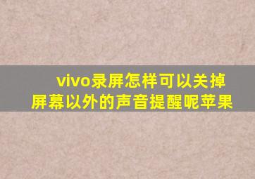 vivo录屏怎样可以关掉屏幕以外的声音提醒呢苹果