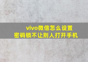 vivo微信怎么设置密码锁不让别人打开手机