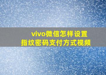 vivo微信怎样设置指纹密码支付方式视频