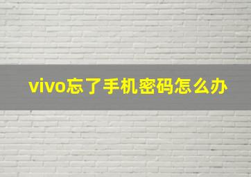 vivo忘了手机密码怎么办