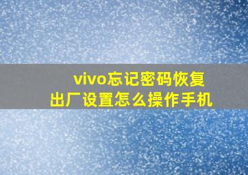 vivo忘记密码恢复出厂设置怎么操作手机