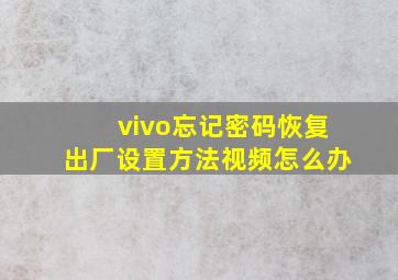 vivo忘记密码恢复出厂设置方法视频怎么办