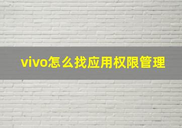 vivo怎么找应用权限管理