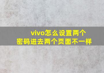 vivo怎么设置两个密码进去两个页面不一样