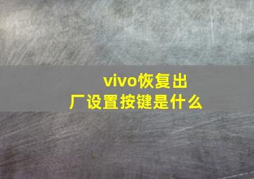 vivo恢复出厂设置按键是什么