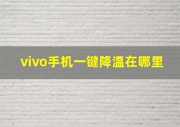 vivo手机一键降温在哪里