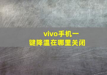 vivo手机一键降温在哪里关闭