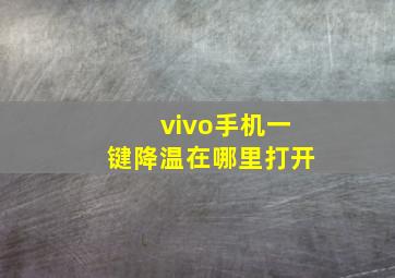 vivo手机一键降温在哪里打开