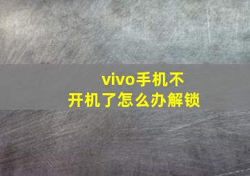 vivo手机不开机了怎么办解锁