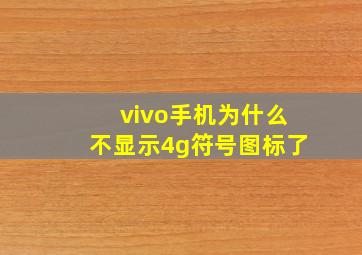 vivo手机为什么不显示4g符号图标了