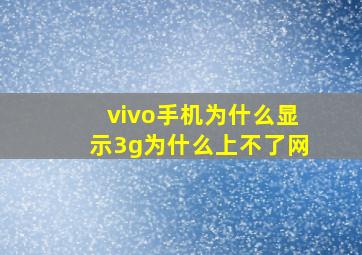 vivo手机为什么显示3g为什么上不了网